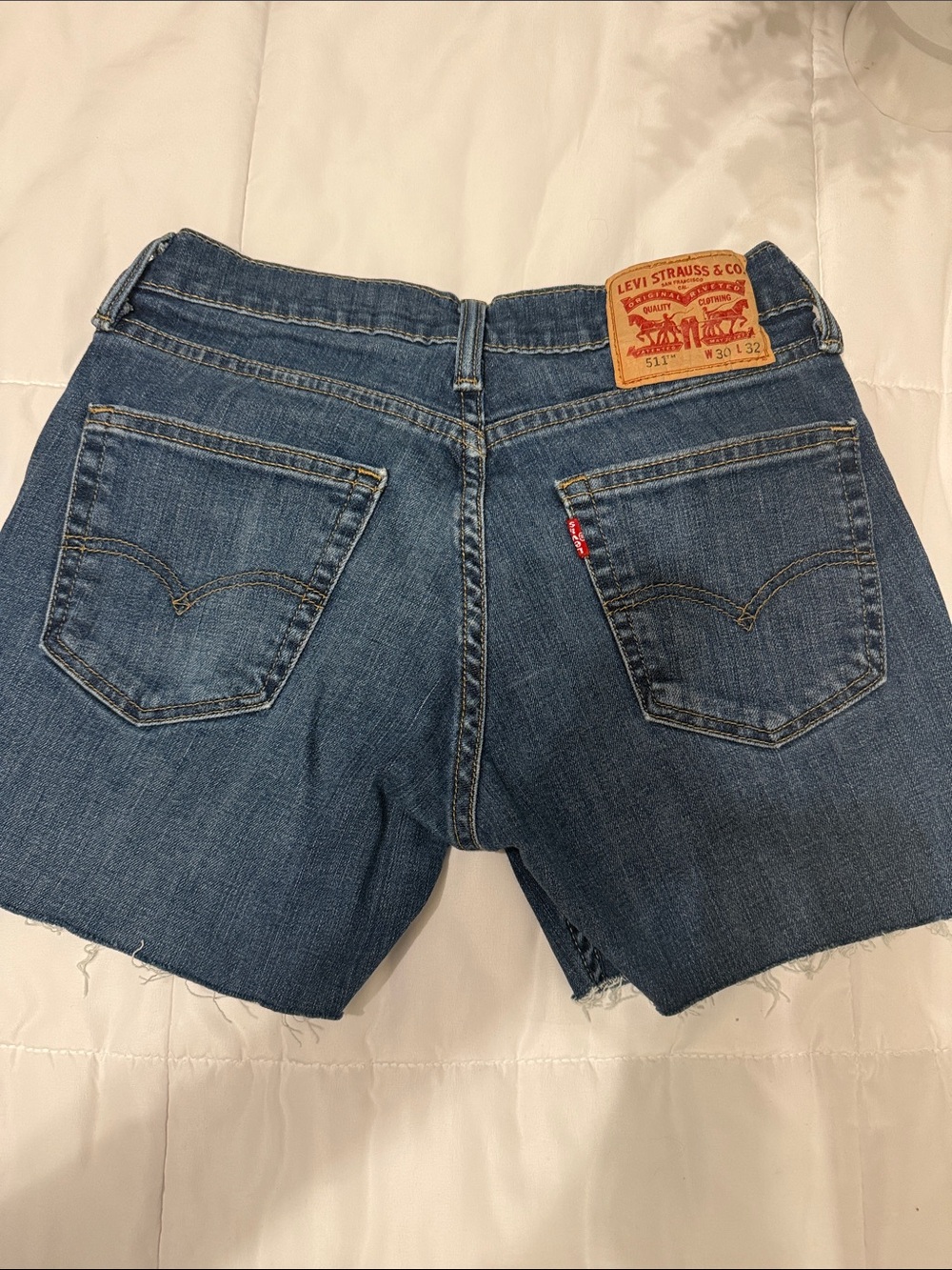 Levi's Blue Denim Cutoff Shorts with Back Patch